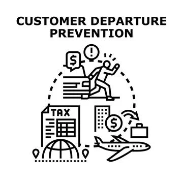 Client departure prevention strategy implementing business solutions Stock Illustration