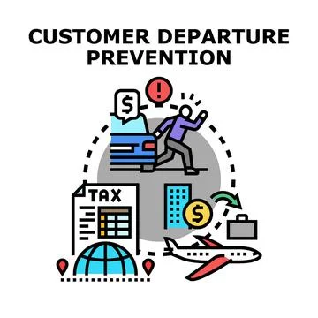 Client departure prevention strategy implementing business solutions Illustrazione stock
