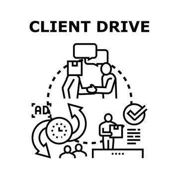 Client drive process increasing customer loyalty and sales Stock Illustration
