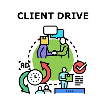 Client drive process increasing customer loyalty and sales Stock Illustration