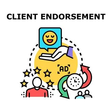 Client endorsement process and recommendation marketing Stock-Illustration