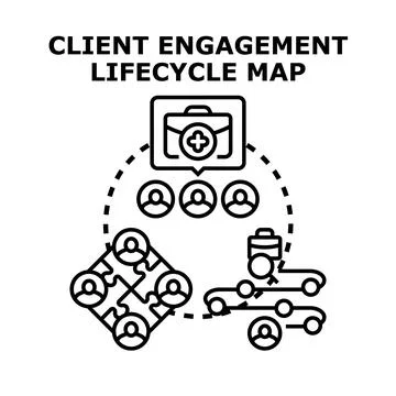 Client engagement lifecycle map process flowchart Stock Illustration