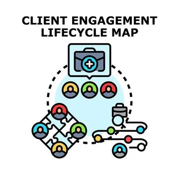 Client engagement lifecycle map process flowchart Stock Illustration