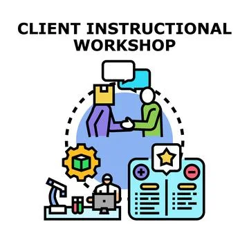 Client engaging in instructional workshop and business training Stock Illustration
