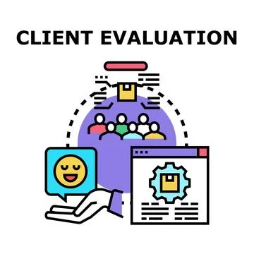 Client evaluation process and customer satisfaction feedback Stock Illustration