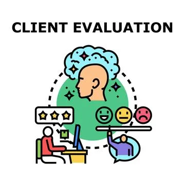 Client evaluation process rating customer opinion Stock Illustration