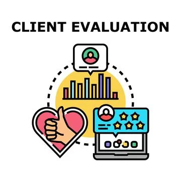 Client evaluation process receiving customer feedback Stock Illustration