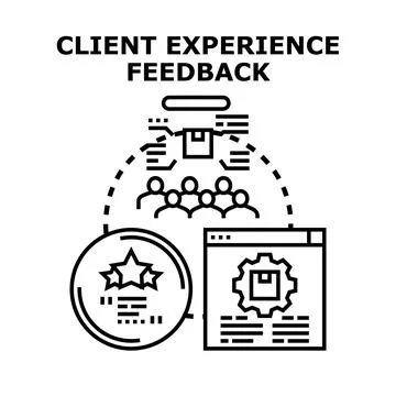 Client experience feedback concept with rating stars Stock Illustration