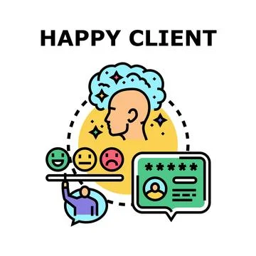 Client experience optimizing happy customer feedback and rating Illustrazione stock