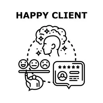 Client experience optimizing happy customer feedback and rating Illustrazione stock