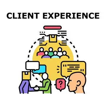 Client experience process with customer feedback and service Illustrazione stock