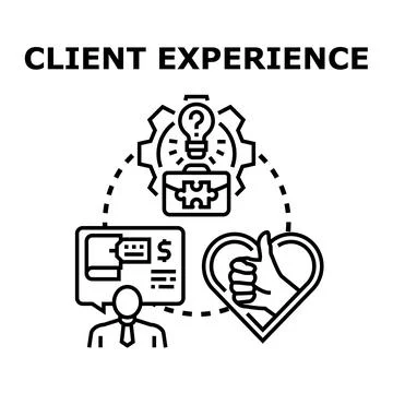 Client experience value creating customer satisfaction process Stock Illustration