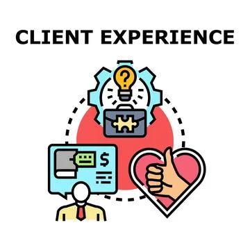 Client experience value creating customer satisfaction process Stock Illustration