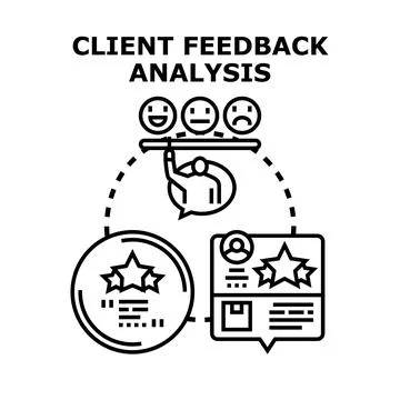 Client feedback analysis measuring customer experience quality Illustrazione stock