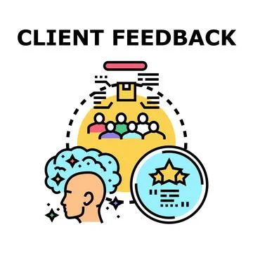 Client feedback concept receiving user experience evaluation reviews Stock Illustration