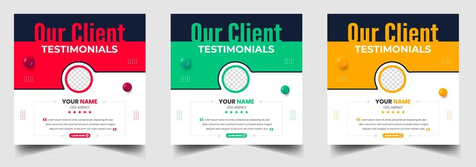 Client feedback, Customer testimonial social media post banner template set. Stock Illustration