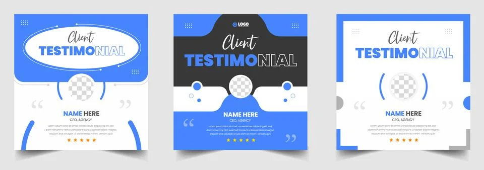 Client feedback, Customer testimonial social media post banner template set. Stock Illustration