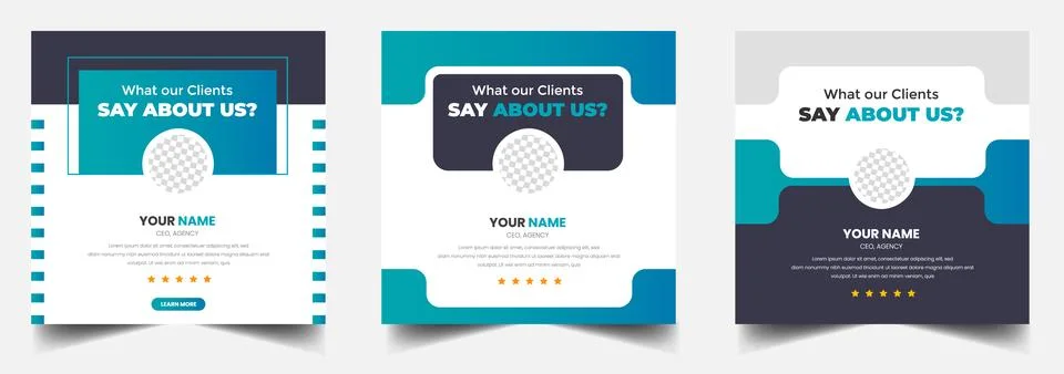 Client feedback, Customer testimonial social media post banner template set. Stock Illustration