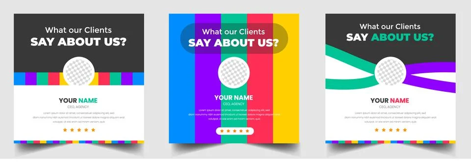 Client feedback, Customer testimonial social media post banner template set. Illustrazione stock