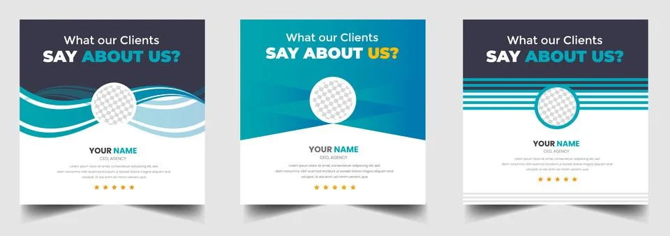 Client feedback, Customer testimonial social media post banner template set. Stock Illustration