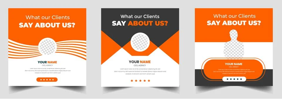 Client feedback, Customer testimonial social media post banner template set. Stock Illustration