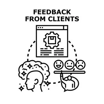 Client feedback evaluation improving online product service Stock Illustration