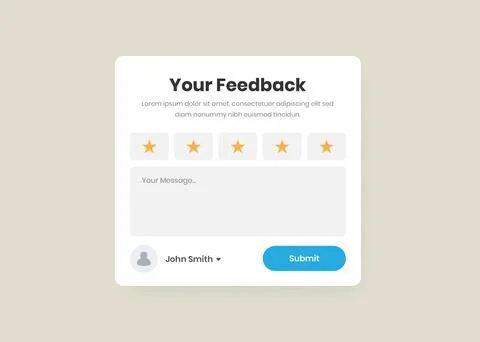 Client Feedback Form Design with Star Rating for Website Popup Card 스톡 일러스트