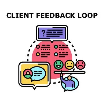 Client feedback loop process collecting user review Illustrazione stock