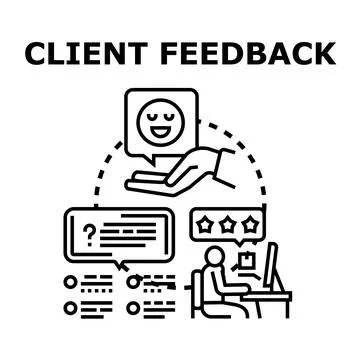 Client feedback process, review, and online survey Stock Illustration