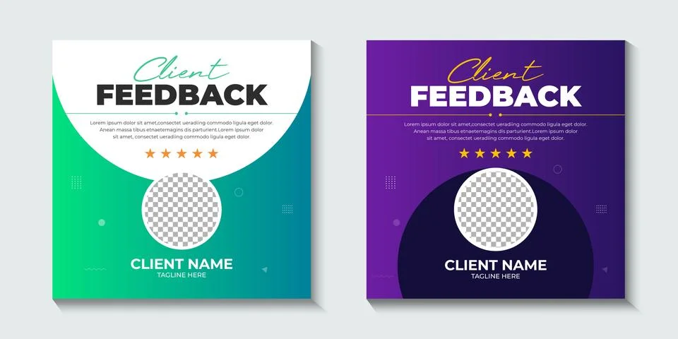 Client feedback review or Client testimonials social media post or web banner ad Stock Illustration