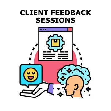Client feedback sessions improving product user experience Illustrazione stock