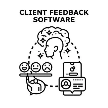 Client feedback software managing customer satisfaction experience 스톡 일러스트