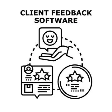 Client feedback software managing customer opinion and review Stock Illustration