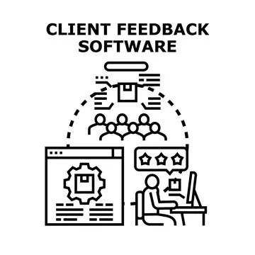 Client feedback software managing customer review process Stock Illustration