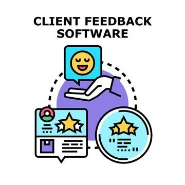 Client feedback software managing customer opinion and review Stockillustratie