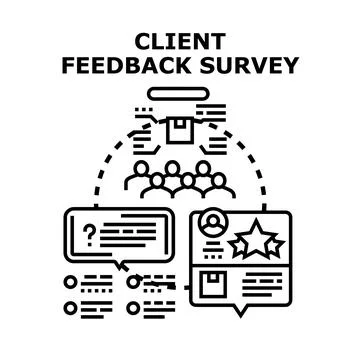 Client feedback survey gathering customer satisfaction ratings Stock Illustration