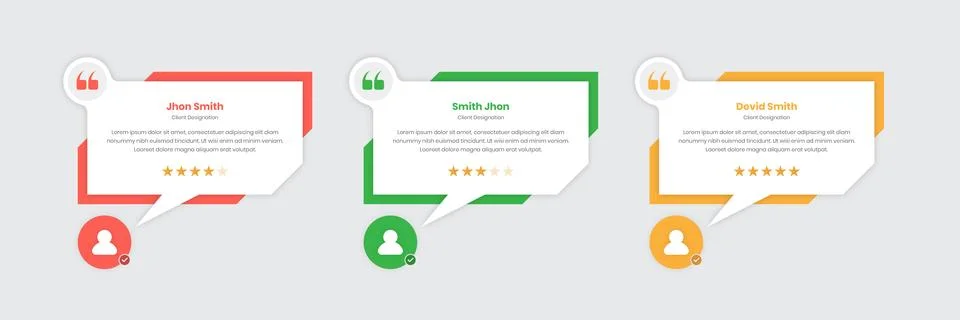 Client feedback template design with rating star on abstract shape Stock Illustration