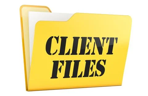 Client files, yellow folder. 3D rendering Stock Illustration