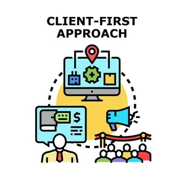 Client first approach prioritizing customer needs and services イラスト素材