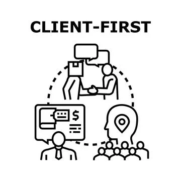 Client first business approach concept vector illustration Stock Illustration