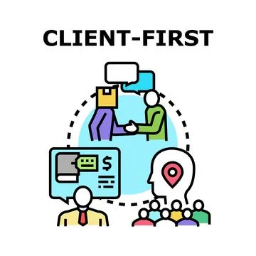 Client first business approach concept vector illustration 스톡 일러스트