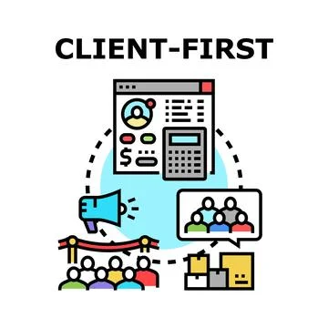 Client first strategy putting customers at the forefront Stock Illustration