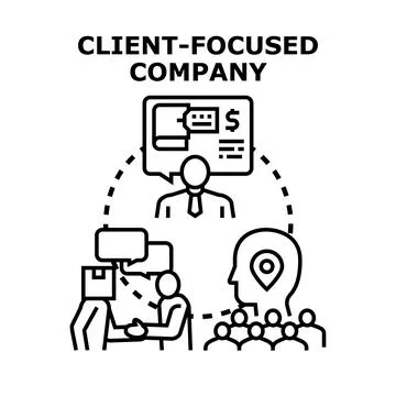 Client focused company developing customer experience strategy Illustrazione stock