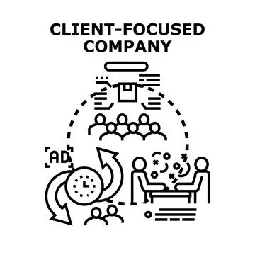 Client focused company strategy with customer experience Stock Illustration