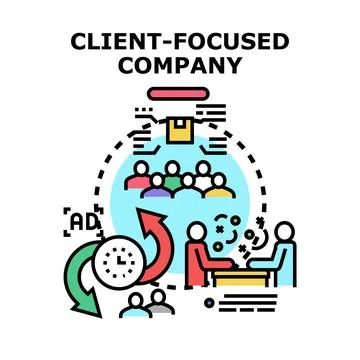 Client focused company strategy with customer experience Stock Illustration