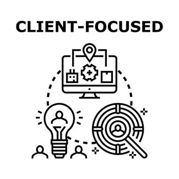 Client focused concept delivering customer centric solutions Stock Illustration