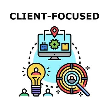 Client focused concept delivering customer centric solutions Stock Illustration