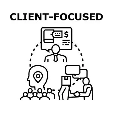 Client focused services delivering solutions and support Stock Illustration