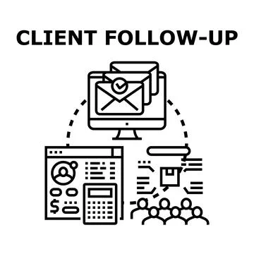 Client follow up process, communication, and customer relationship management 스톡 일러스트