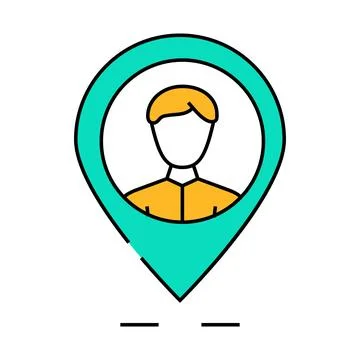 Client geo tag kyc icon color illustration Stock Illustration